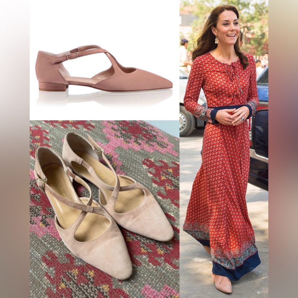 Russell&Bromley 'Xpresso' Blush Suede Crossover Flat-ASO Kate Middleton Royal